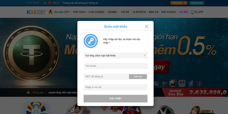 Lấy lại thông tin đăng nhập